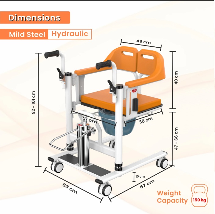 Patient Transfer Lift Chair with Commode Multi-Purpose Adjustable Chair - Image 5