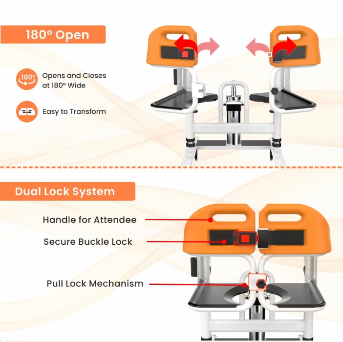 Patient Transfer Lift Chair with Commode Multi-Purpose Adjustable Chair - Image 7
